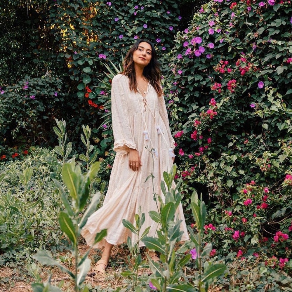 Sundress | M/L Neo Maxi Boho Dress Embellished sequins & tassel in Petra